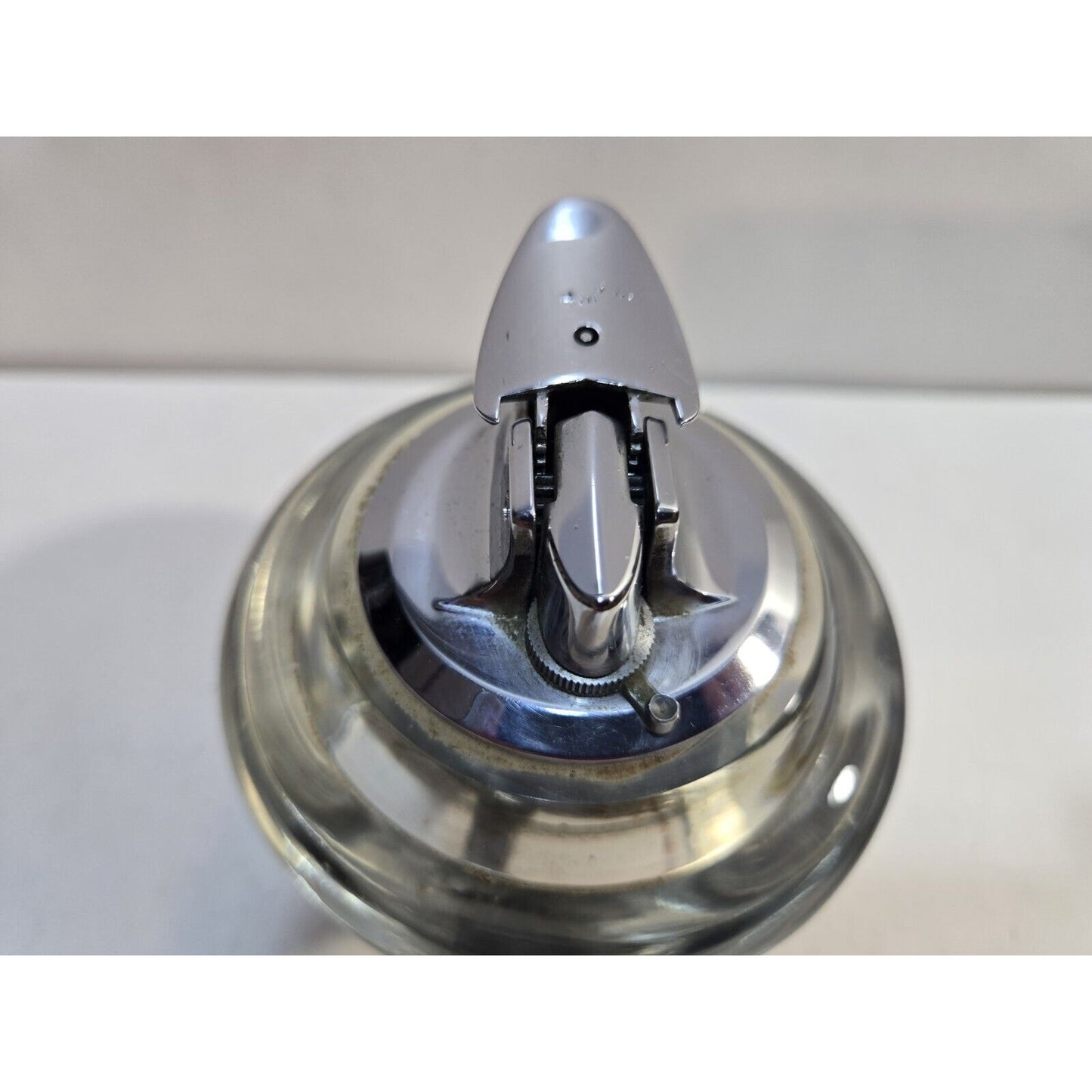 Working Ronson Nordic Varaflame Table Lighter Glass Chrome Silver Metal 7282/13