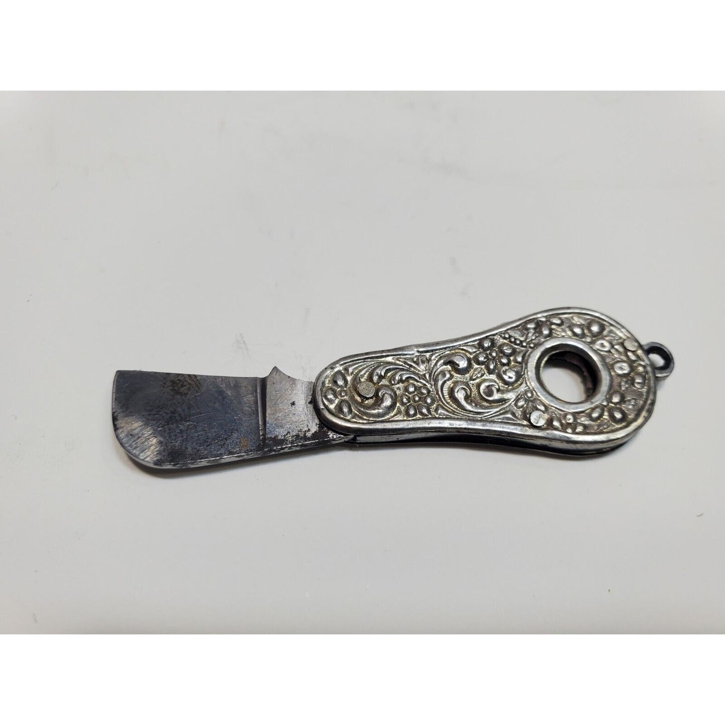 Copied - Antique Mini Cigar Cigarette "V" Cutter FOB, Silver Tone 6508/6