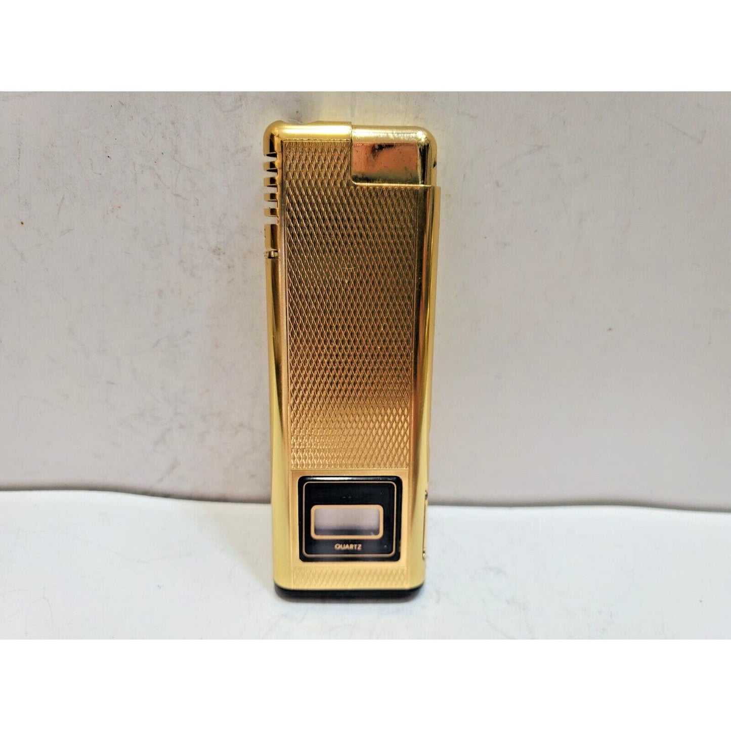 NOS Working Vintage BATTAT Gold Tone Lighter & Clock 6385/34