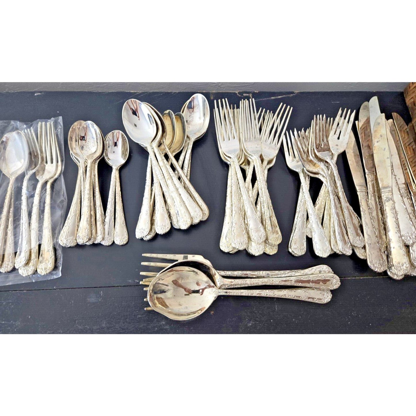 Enchanted Rose by WM Rogers & Son Plated 69 Piece Flatware Set - Setting for 12