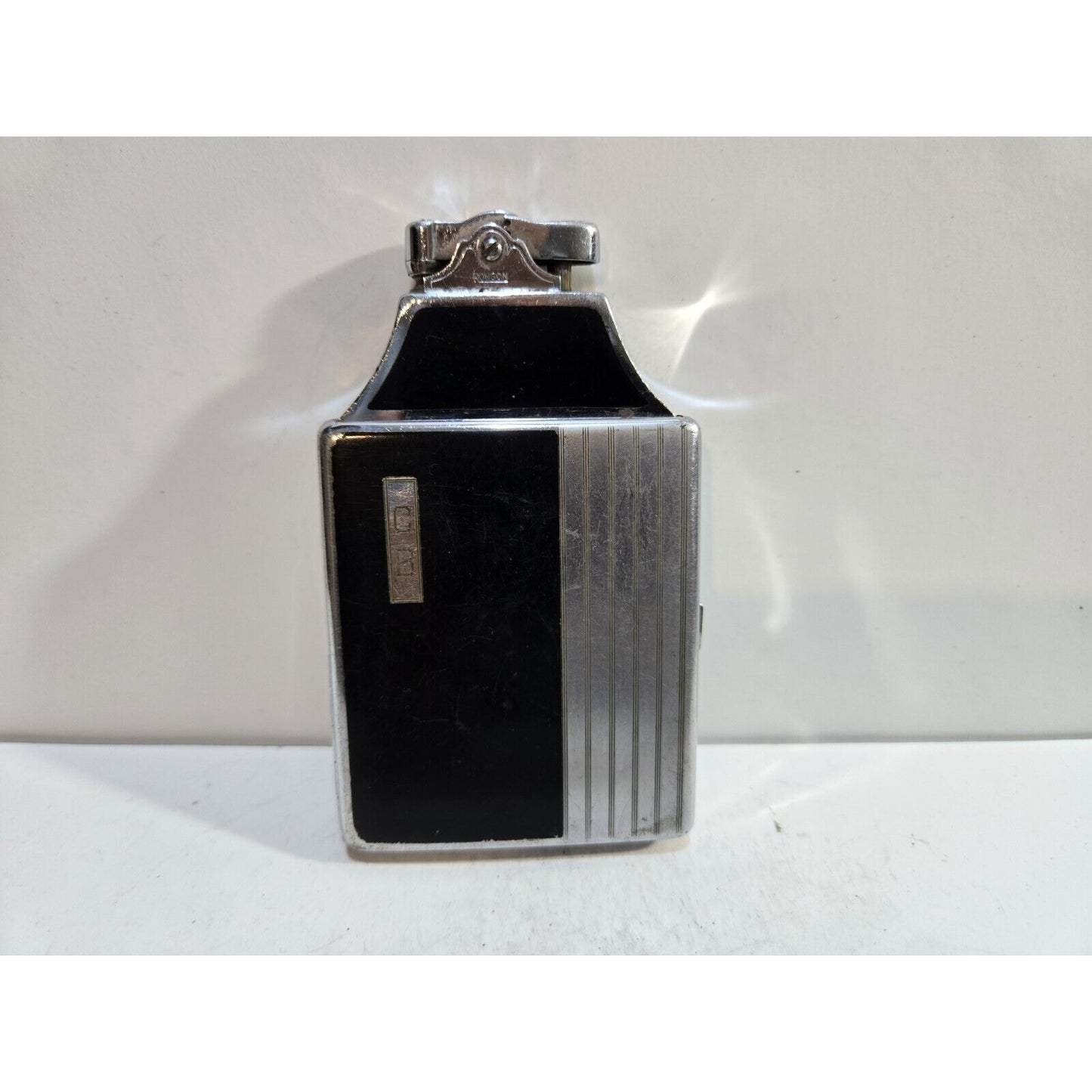 Working Ronson Mastercase Enamel, Silver Tone Cigarette Case Lighter 7168/14