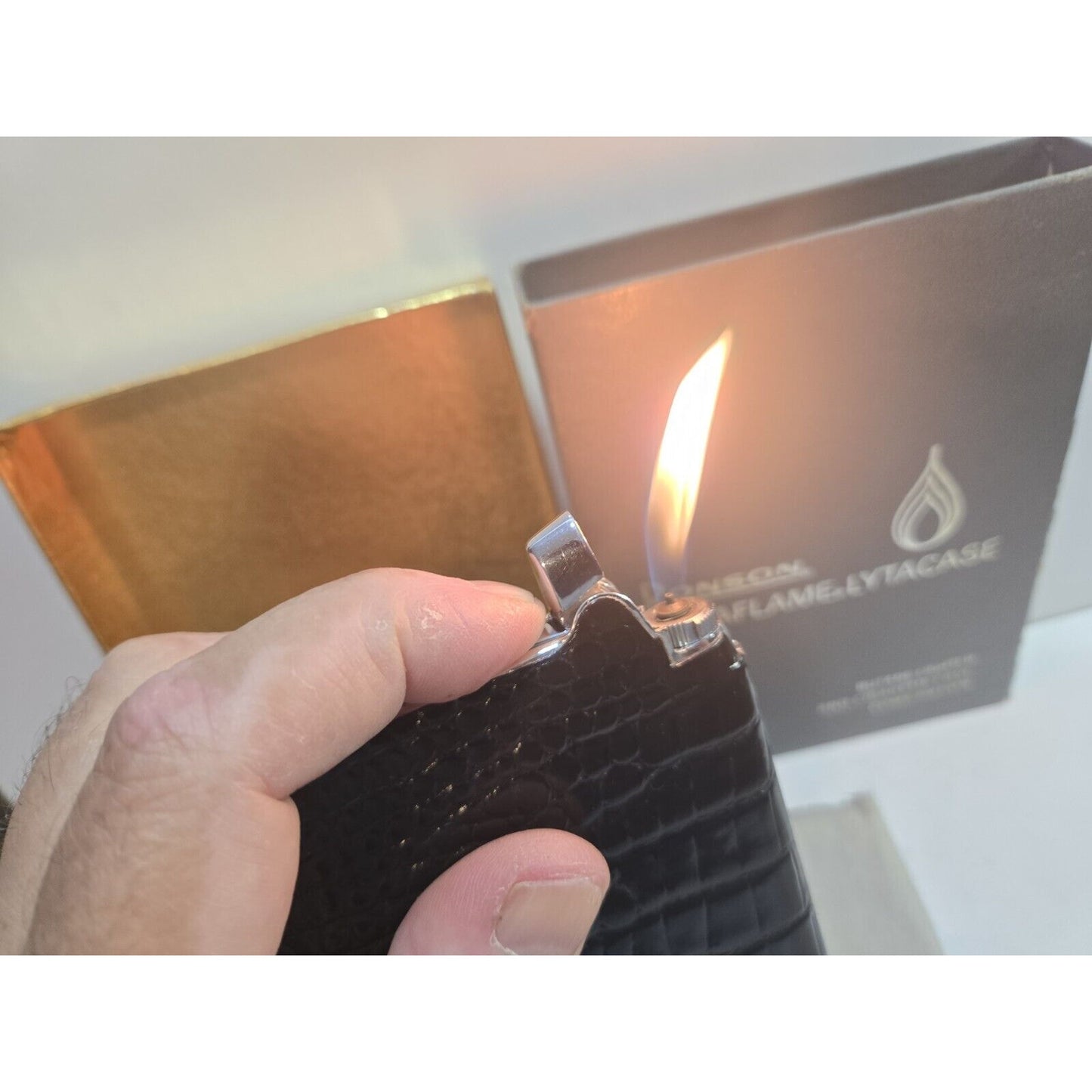 Vintage RONSON VARAFLAME LYTACASE Lighter, Cigarette Case Original Box 7568/14