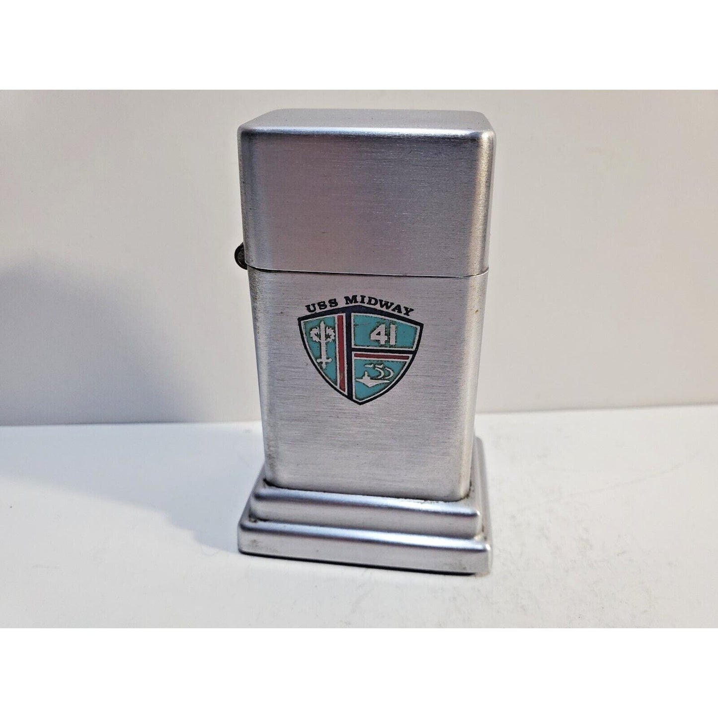 Vintage USS MIDWAY CV-41 ZIPPO AIRCRAFT CARRIER BARCROFT Table Lighter