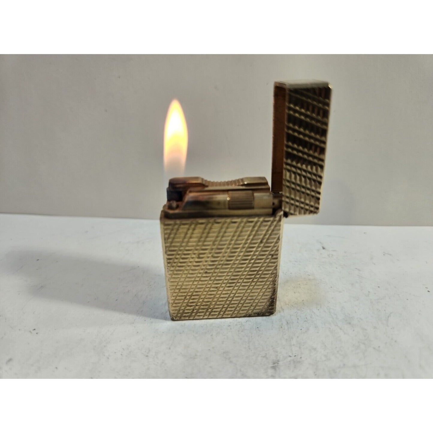 Working ST Dupont Lighter Line 1 Small- Paris, France- Gold-Plated 7036/37
