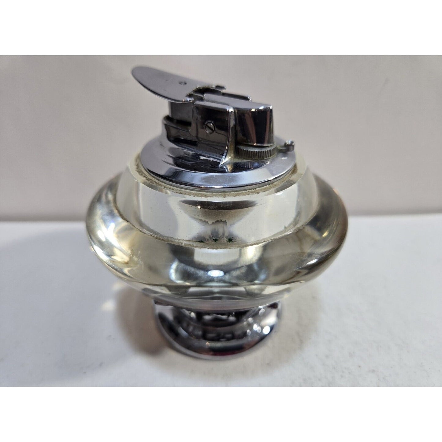 Working Ronson Nordic Varaflame Table Lighter Glass Chrome Silver Metal 7282/13