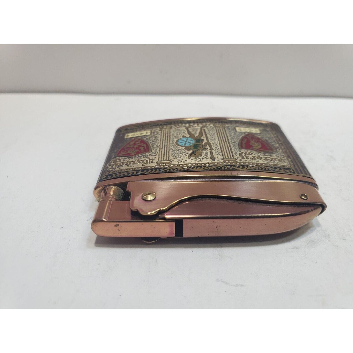 Vintage WORKING Gold & ENAMEL LOGO Atlak Lite SUPER AUTOMATIC LIGHTER 6766/32