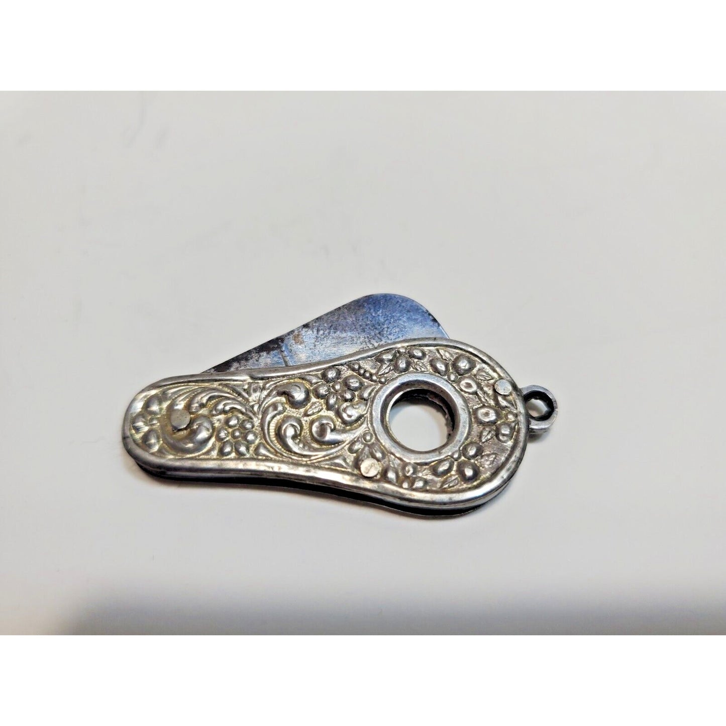 Copied - Antique Mini Cigar Cigarette "V" Cutter FOB, Silver Tone 6508/6
