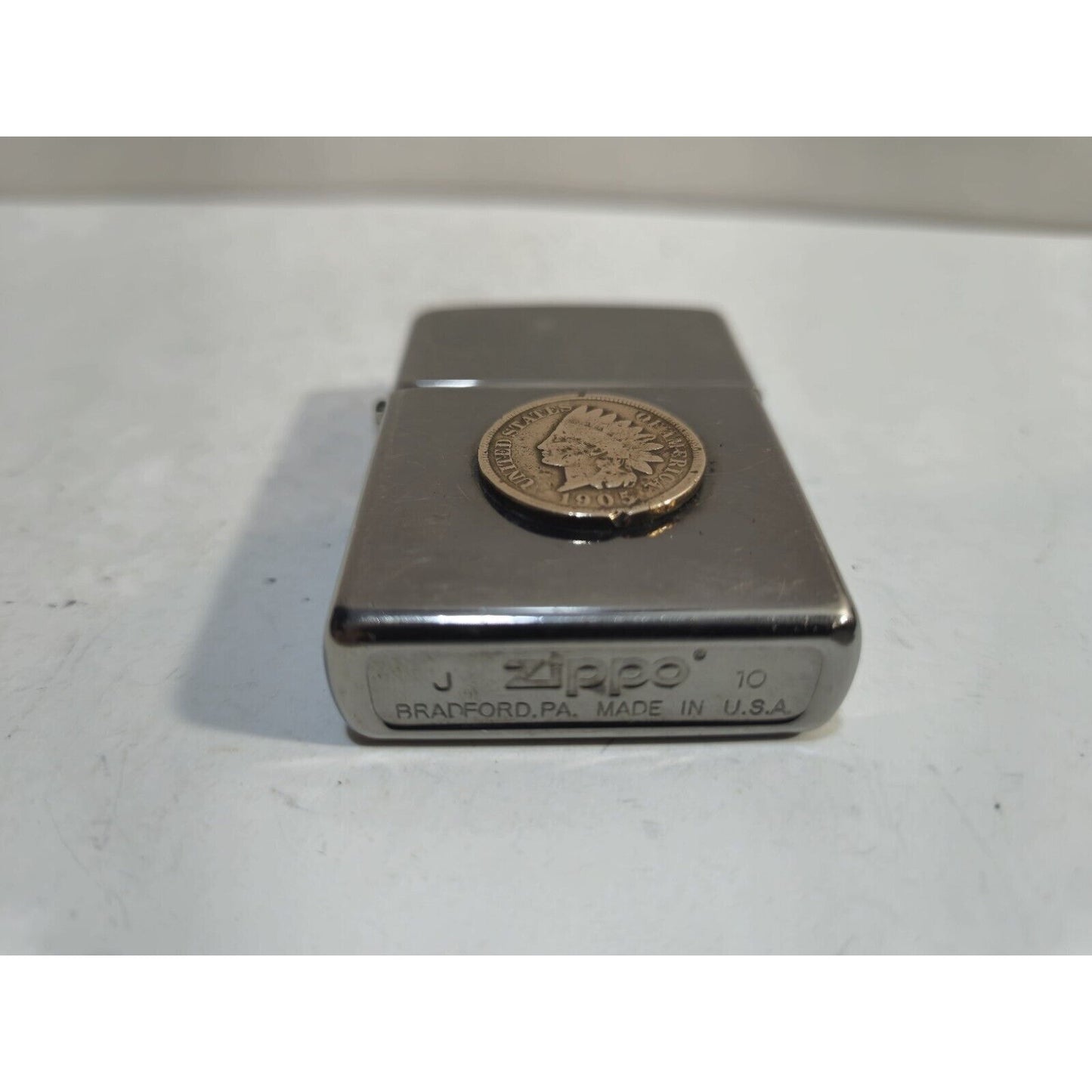 Vintage Working Zippo Lighter Native American Indian Head 1905 Penny 7181/33