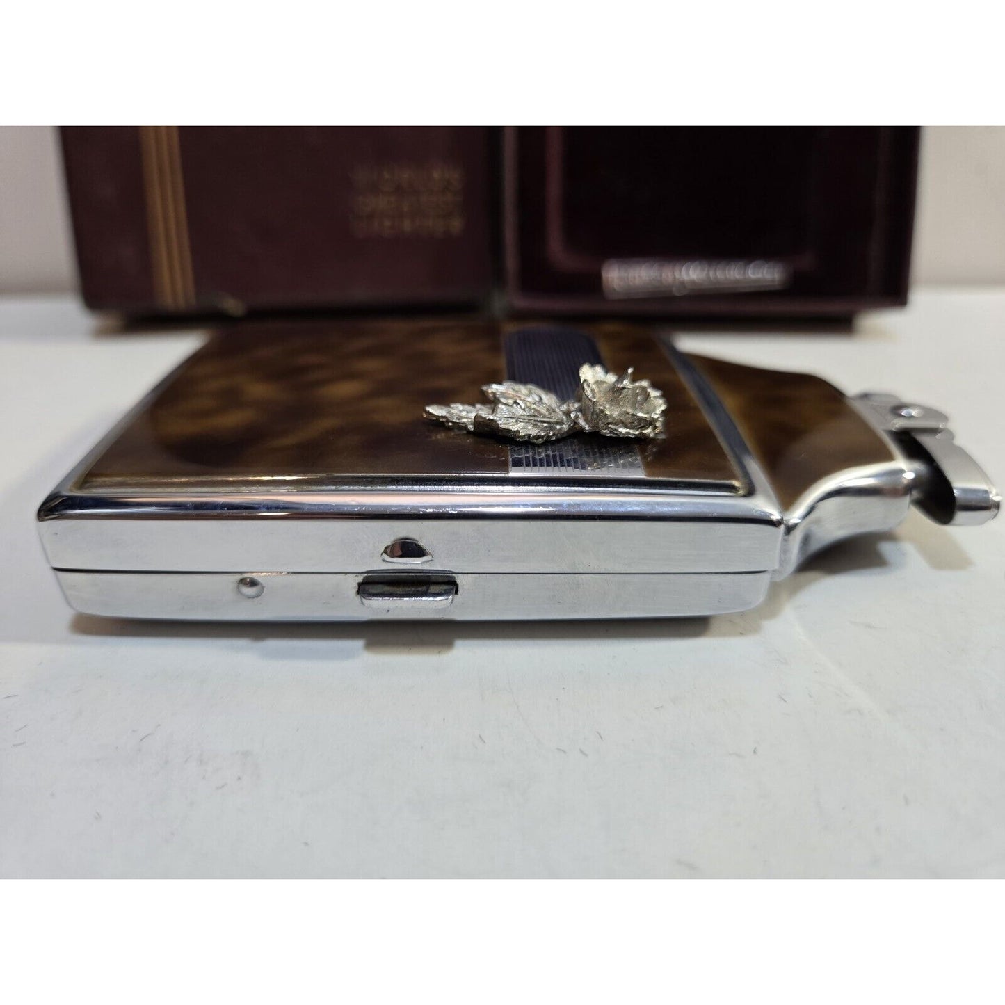 Working Ronson Mastercase Enamel Cigarette Case Lighter Original Case 7163/4