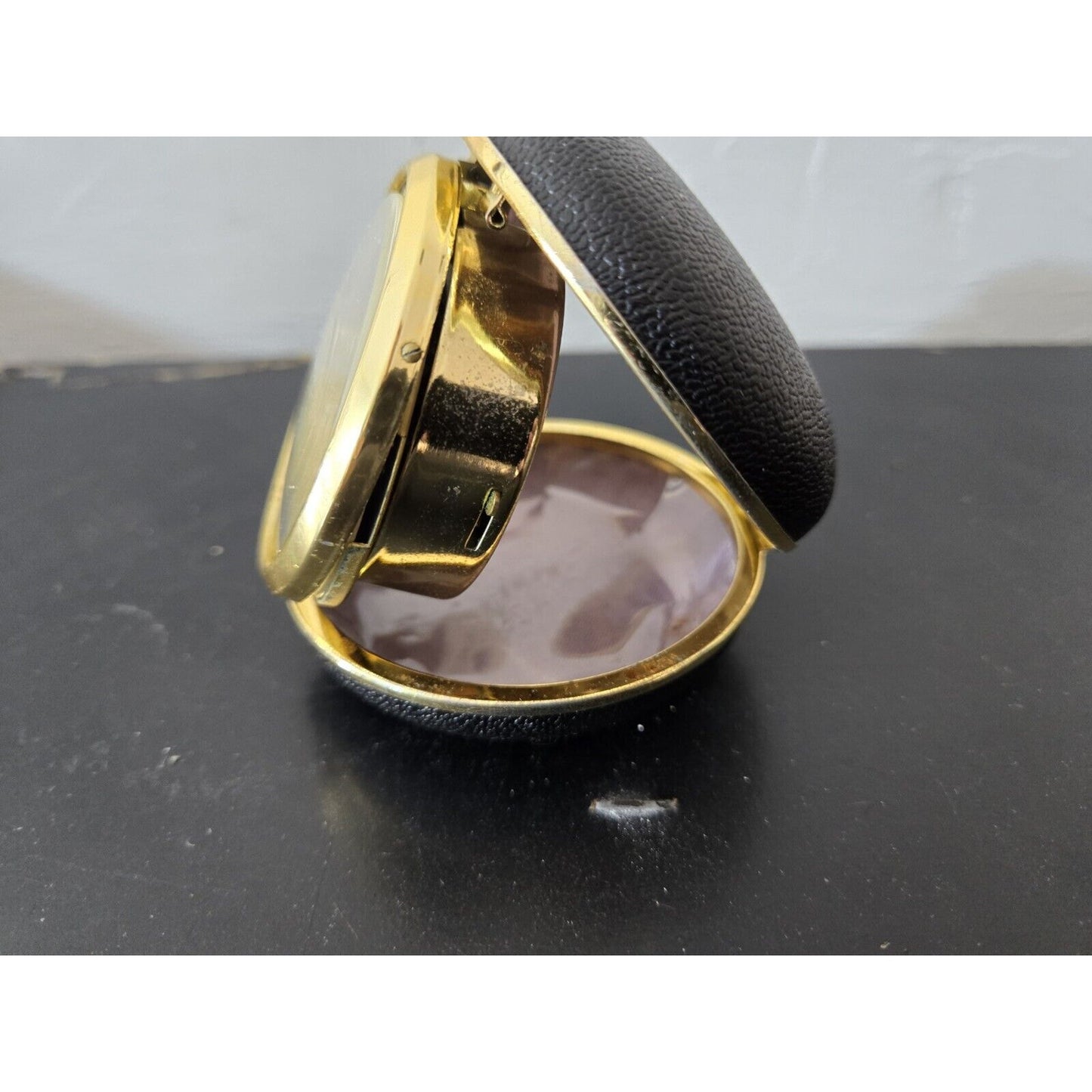 Working Vintage Linden Travel Alarm Clock. RARE CLAMSHELL