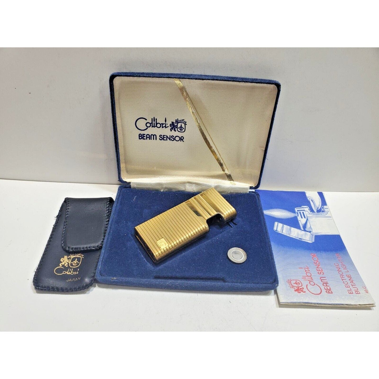 Vintage Colibri Beam Sensor Gold Tone Lighter, Original Box 6489/24