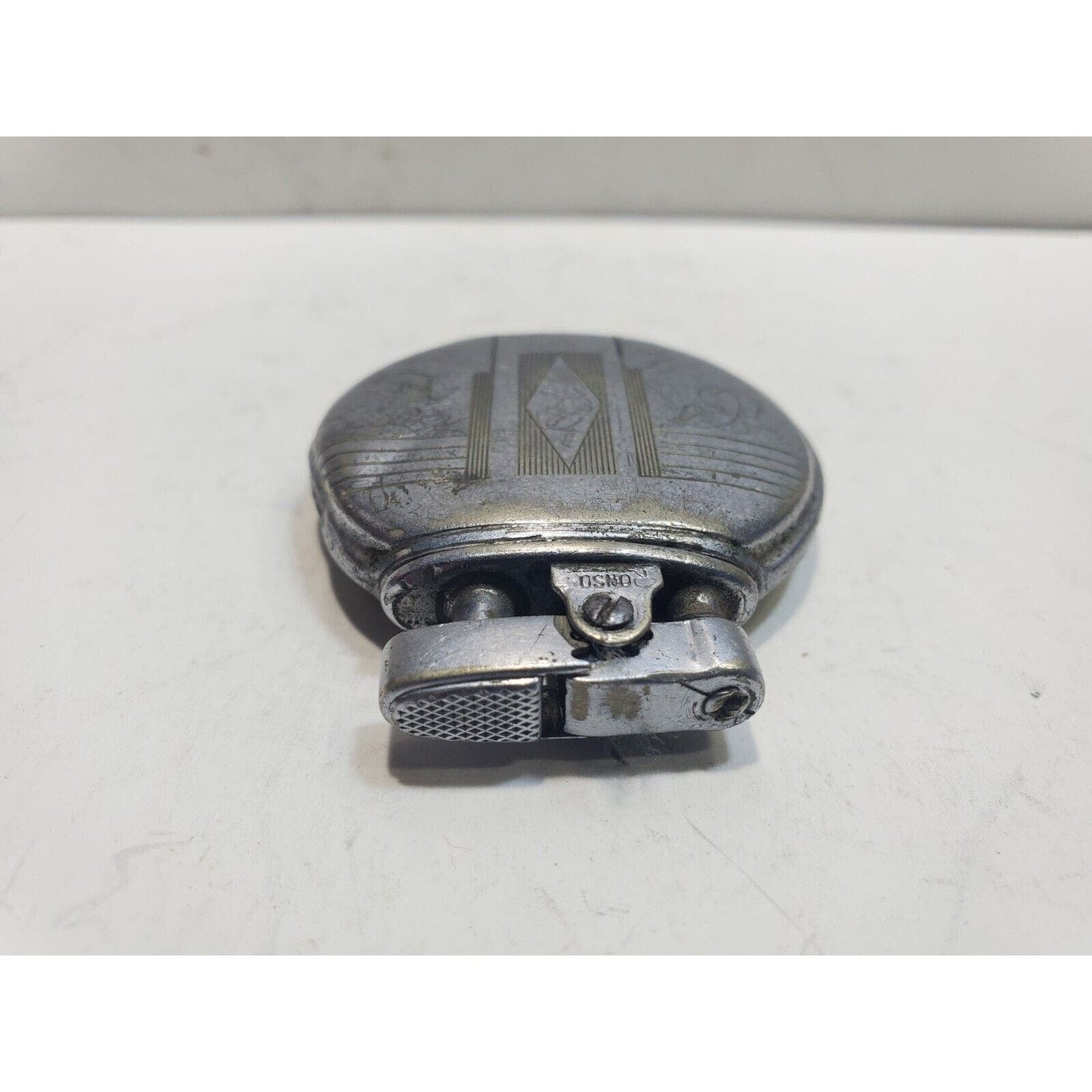 Working Vintage ACE Ronson Round Silver Lighter / Rondette Model 6437/26