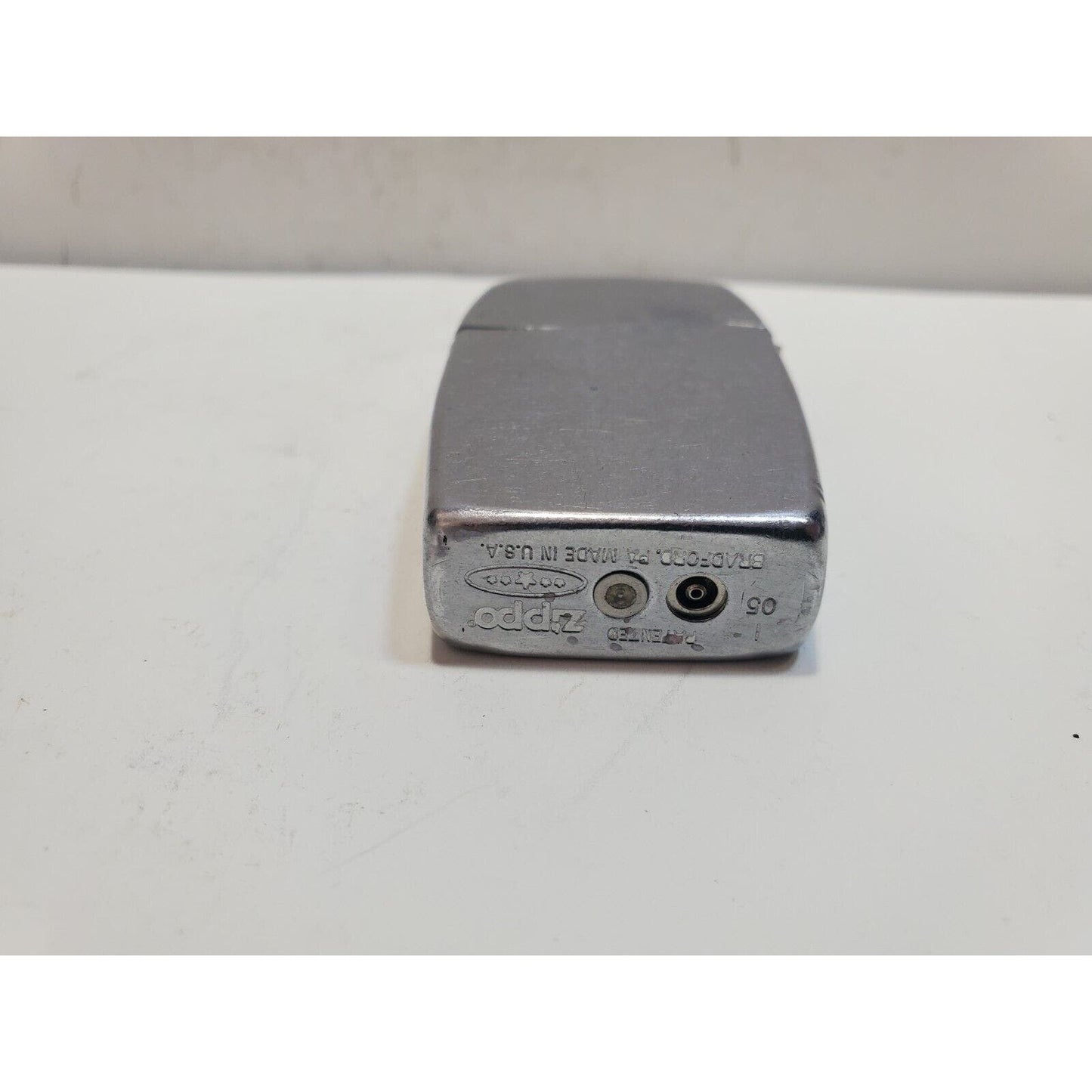 Working Vintage 2005 Zippo Blu Classic Chrome Butane Lighter 6319/33