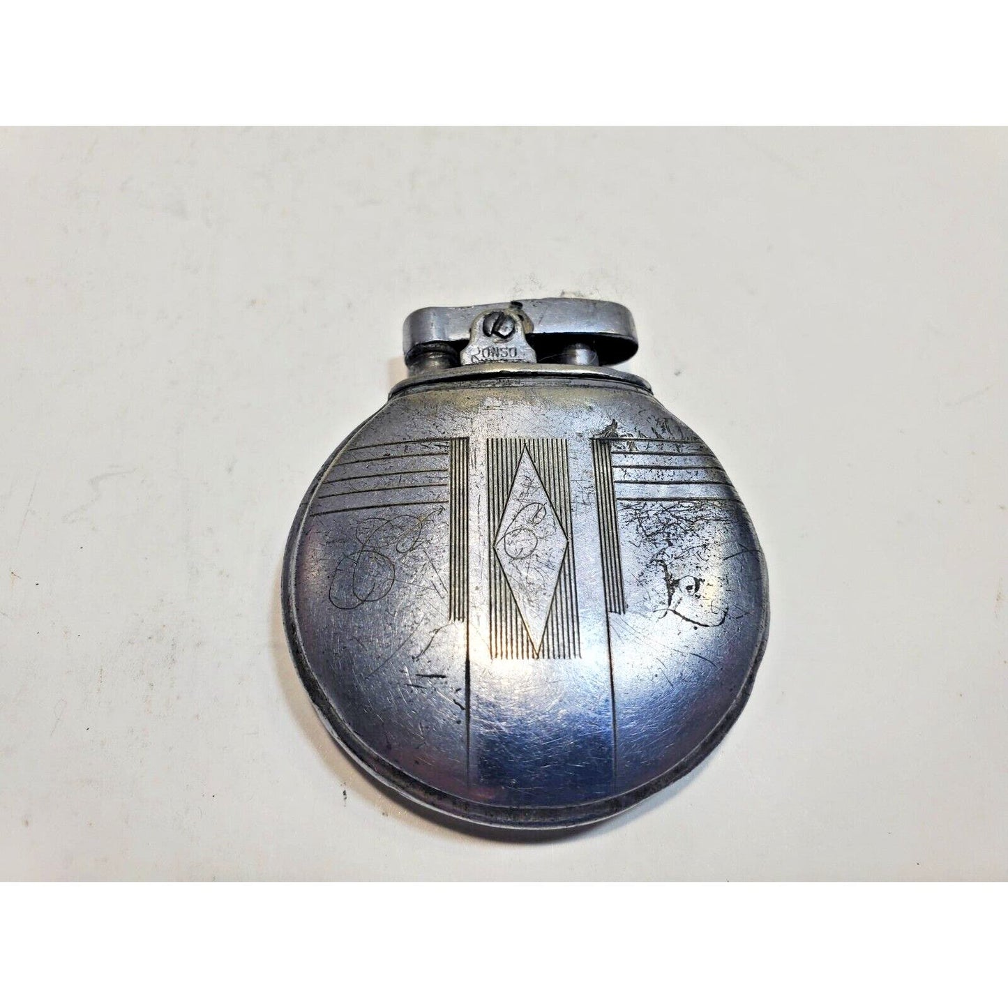 Working Vintage ACE Ronson Round Silver Lighter / Rondette Model 6437/26