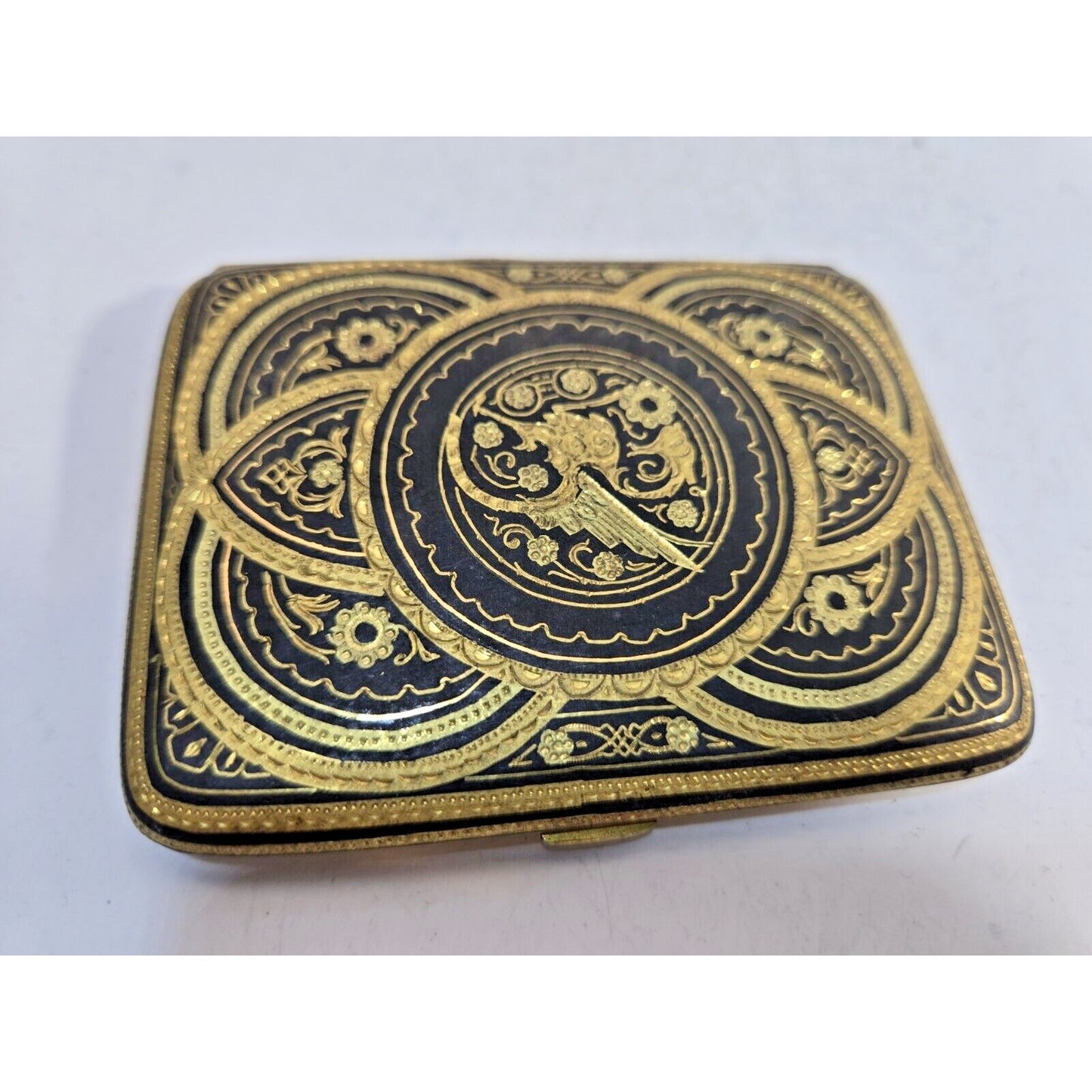 Antique Damascene Cigarette Case 'Ten Winged Dragons' Gold Inlay