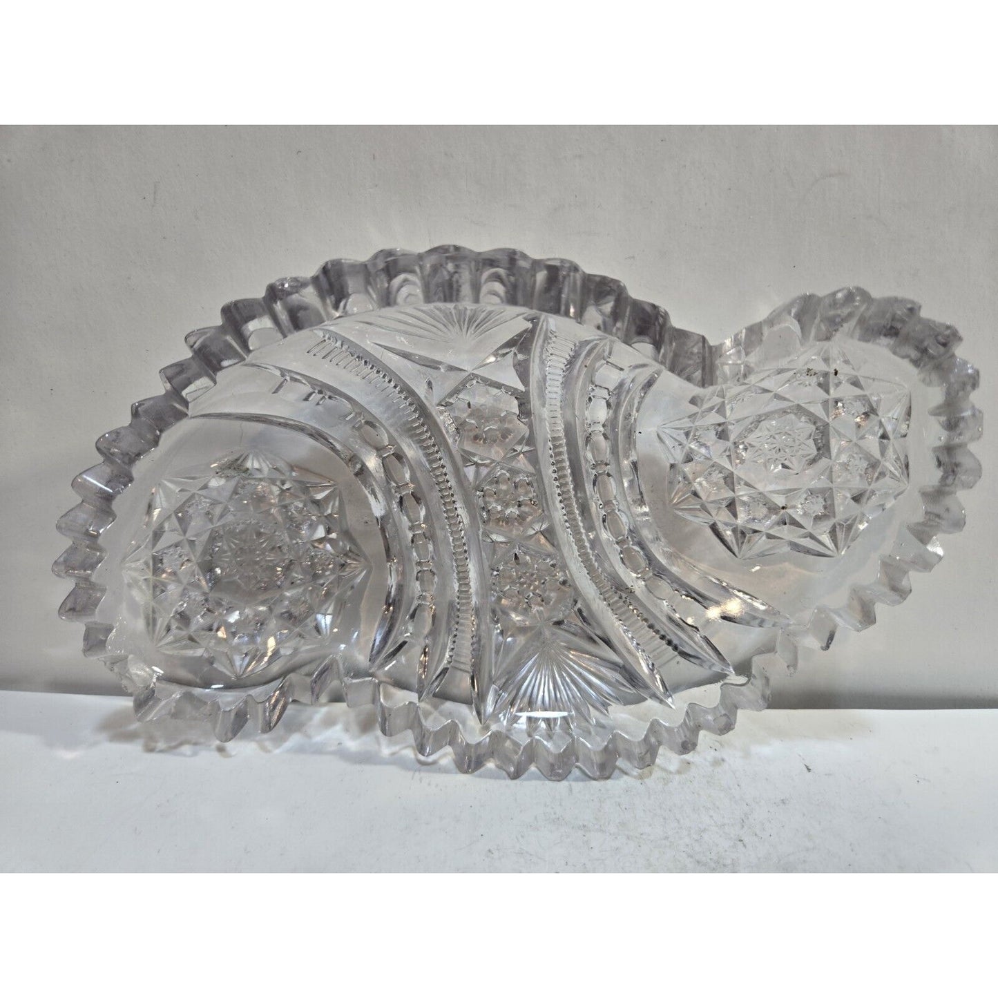 Vintage Cut Crystal Glass Bowl Tray Dish 7 1/2"