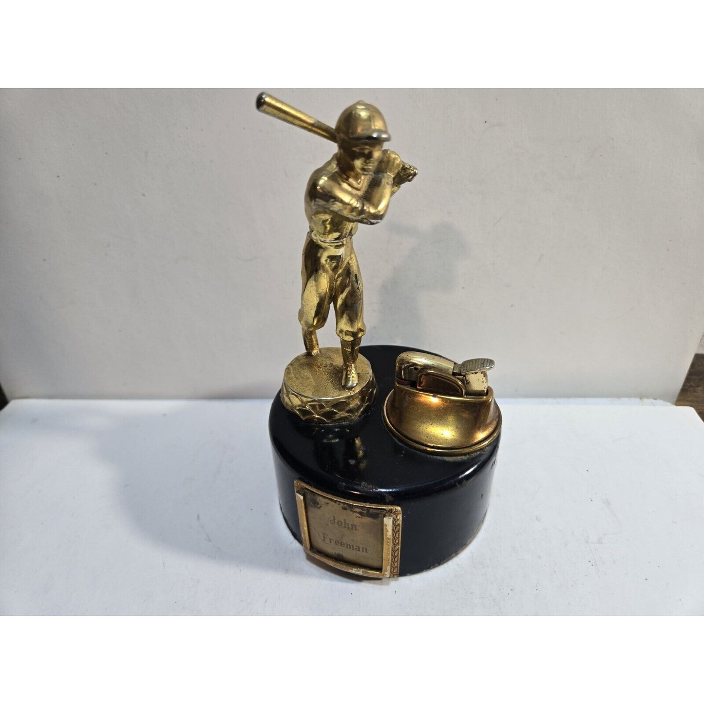 Working Vintage Evans Table Lighter Baseball Player Lighter 7675/13