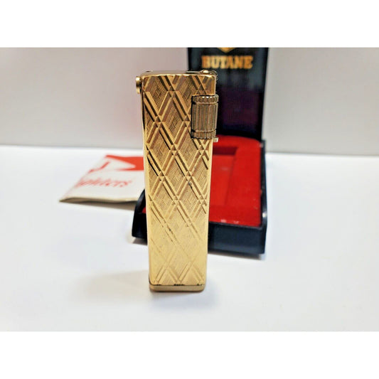 Working Vintage JJJ Lighter - Diamond Pattern Imperial / Original Box 6510/24