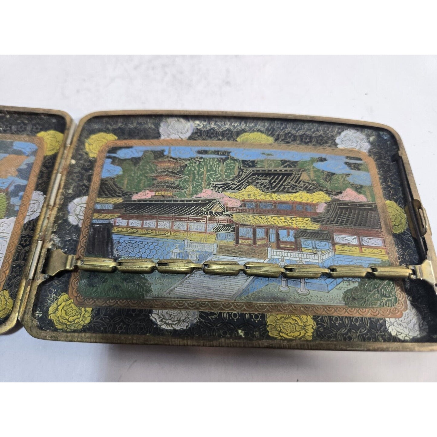 Vintage Dragon Japan Damascene Enamel GOLD, Dragon Cigarette Case 7667/2