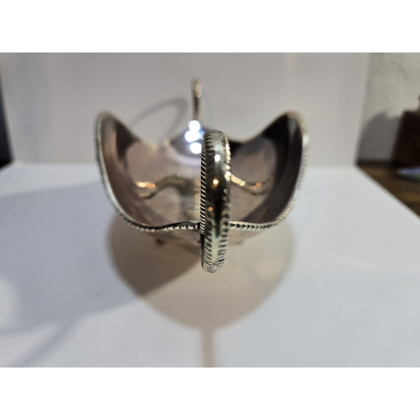 Unique Vintage Fruit Bowl Candy Silver Plated 10" Engraved Two Handle Gondola