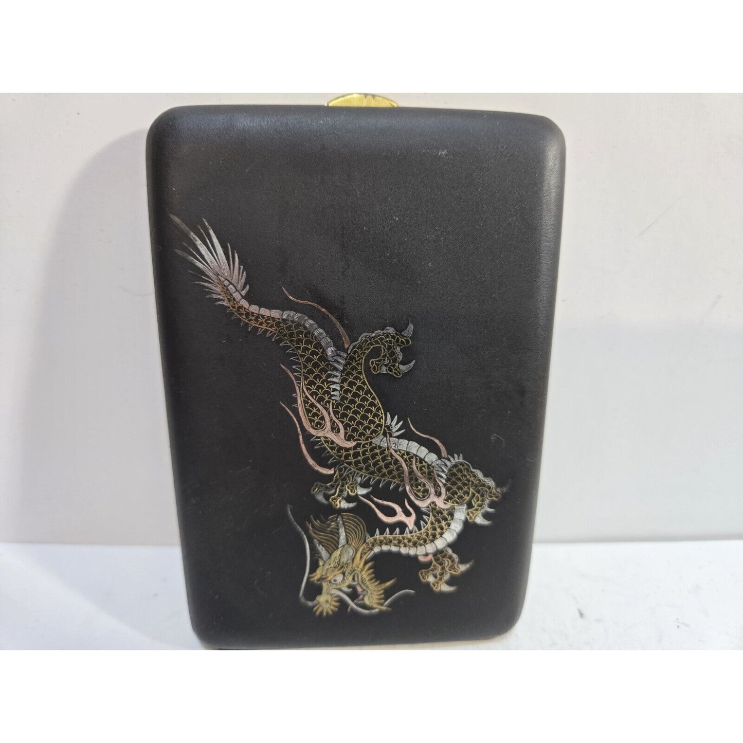 Dragon ANTIQUE Japan Komai Damascene K24 GOLD, SILVER Cigarette Case 7303/2