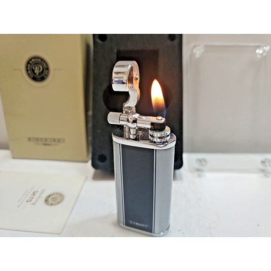 NOS WORKING Yibao Liftarm Enamel Silver Tone Lighter, ORIGINAL BOX 6775/24