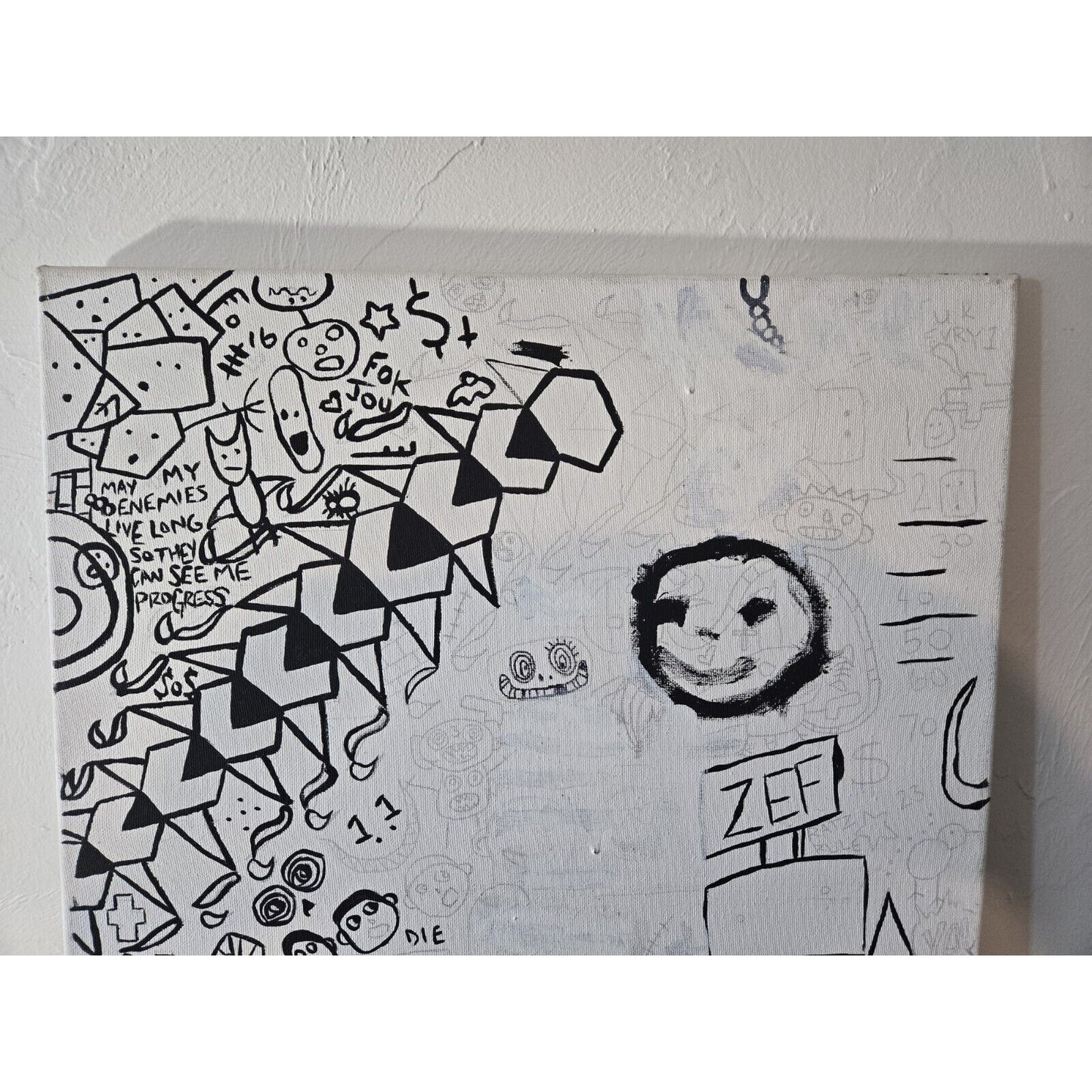 Oil Painting Crown Doodle Art Signed Graffiti 18 X 24"