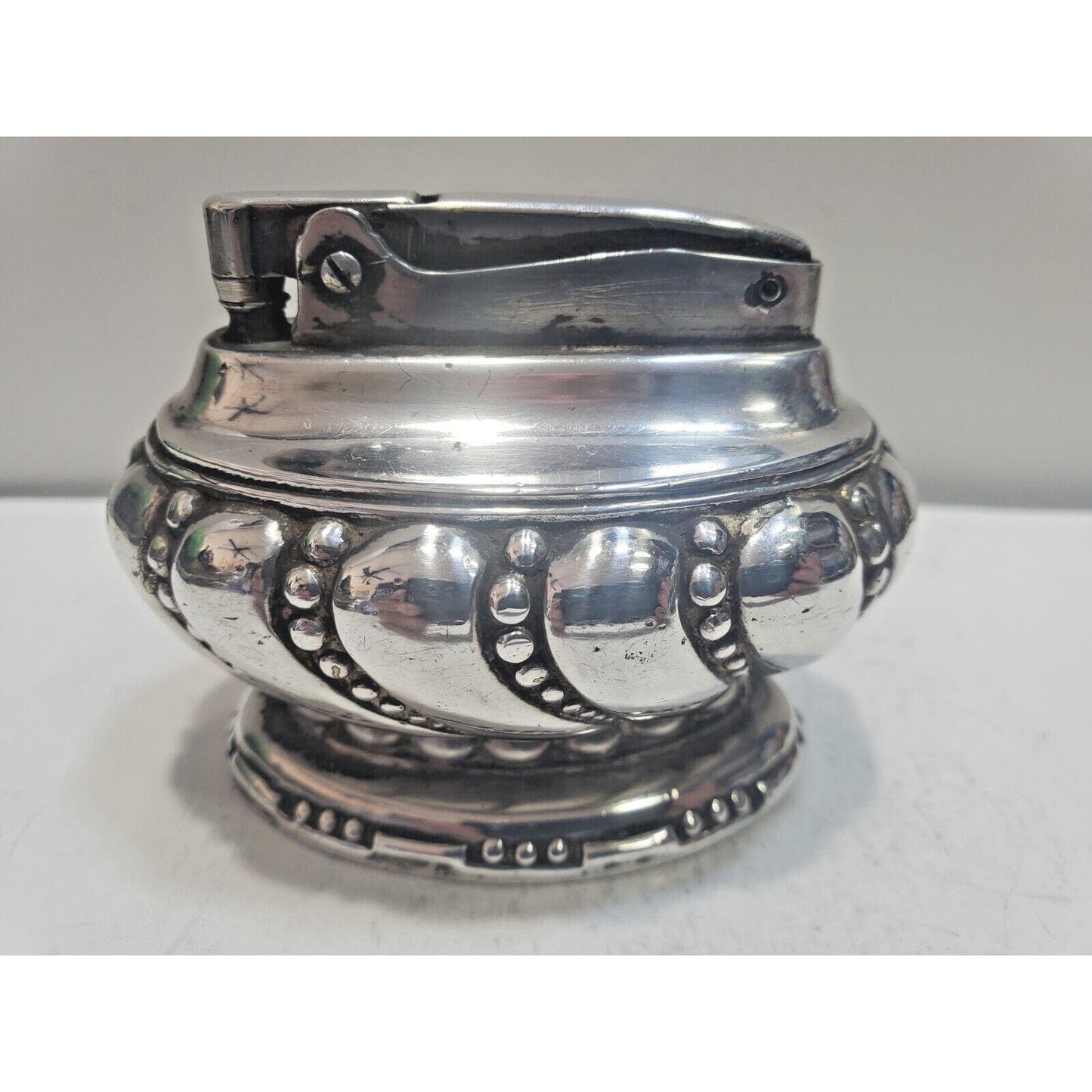VINTAGE WORKING Ronson CROWN Silver Table Lighter 6629/13