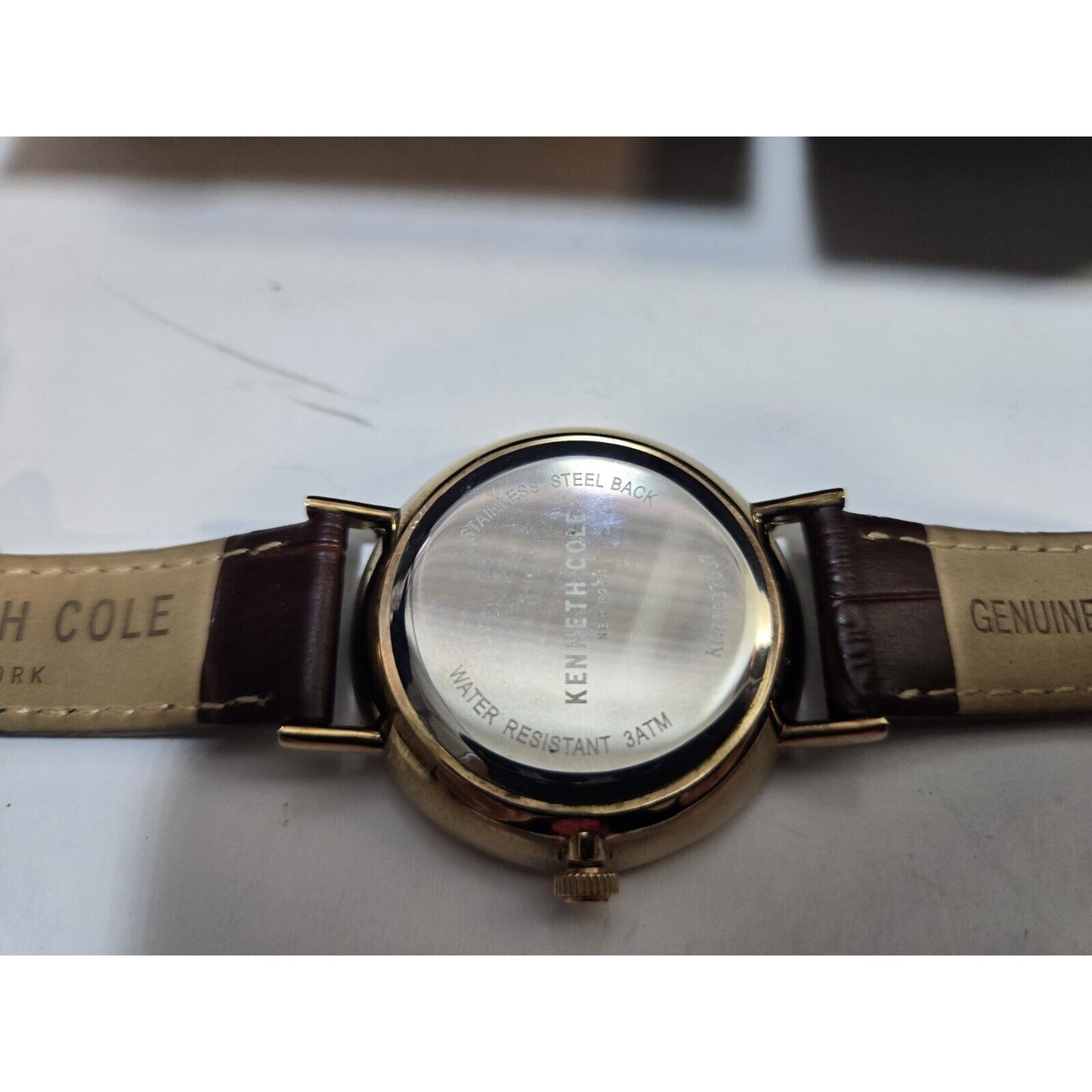 NOS Kenneth Cole Brown Leather Unisex Watch, Original Box