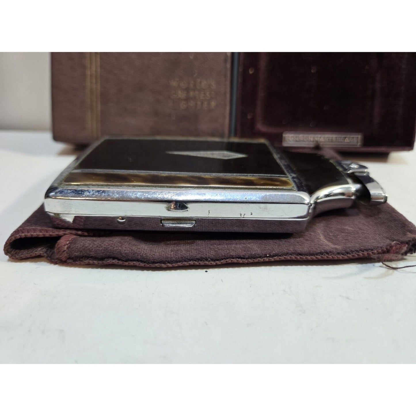 Working Ronson Mastercase Enamel, Cigarette Case Lighter, Original Box 7164/4