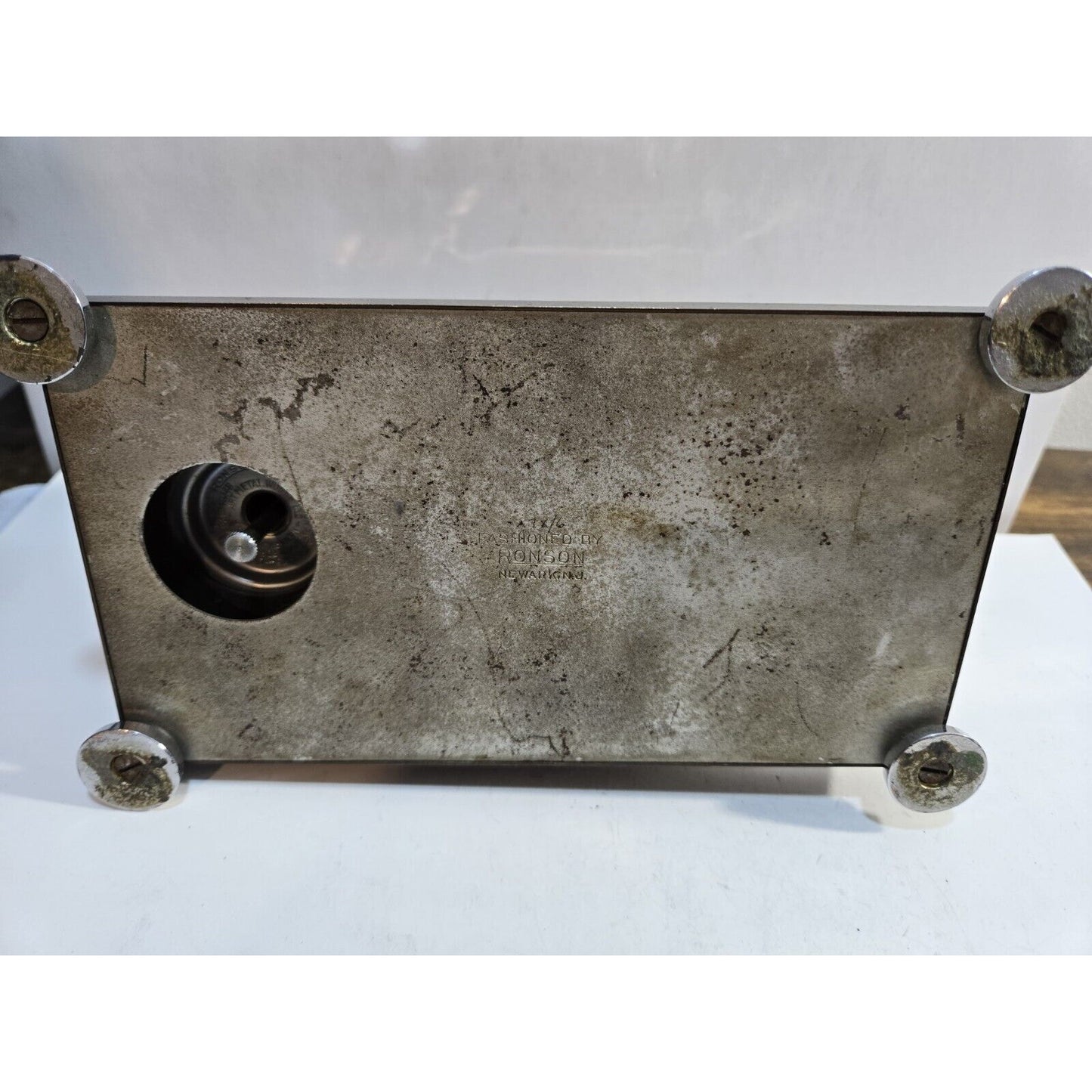 Vintage Working Ronson Chrome Black Enamel Touch Tip Lighter Cigarette Dispenser