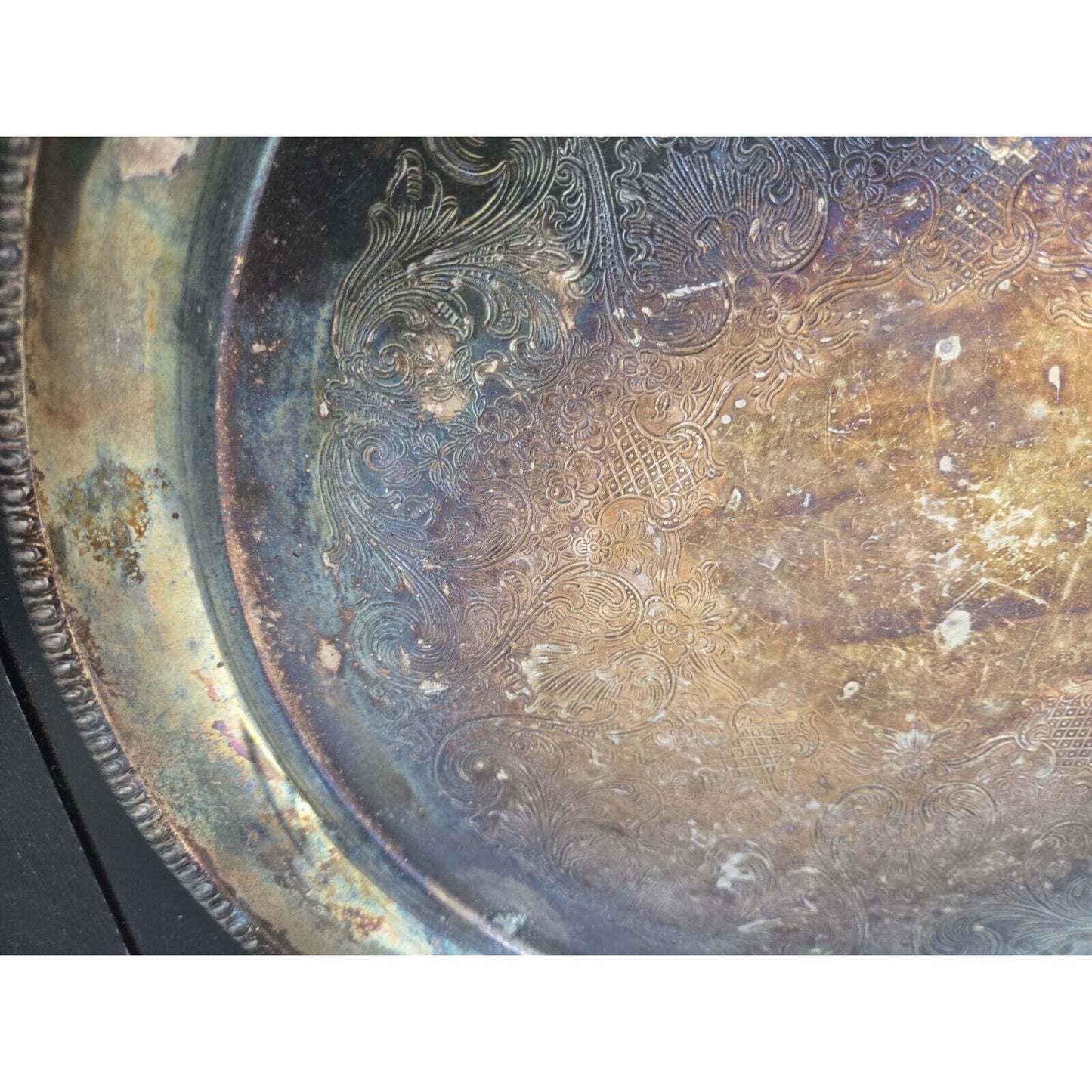 Vintage Wm Rogers  Son Spring Flower 12 ”Silver Plate Serving Tray