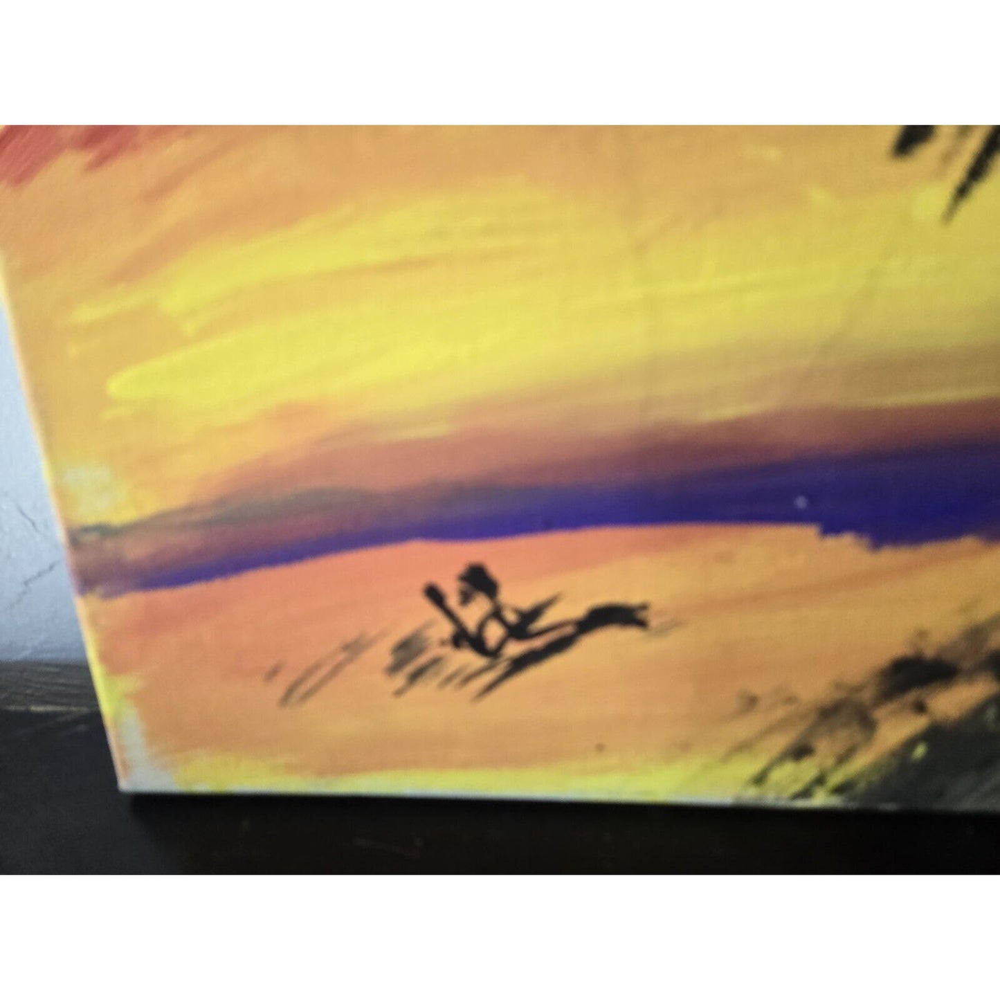 Tropical Palm Trees Sunset Beach Oil Painting Canvas Wall Art, Sighed 11 x 14"