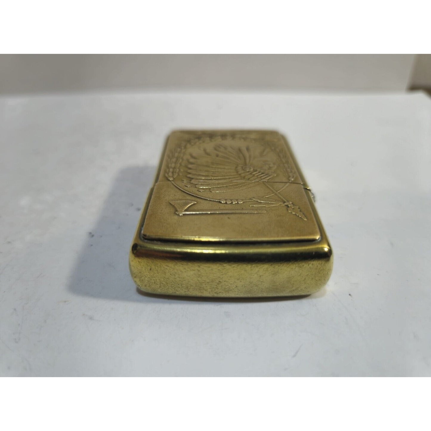 Vintage Working Indian Chief Tomahawk Emblem Brass Zippo Lighter 7185/33