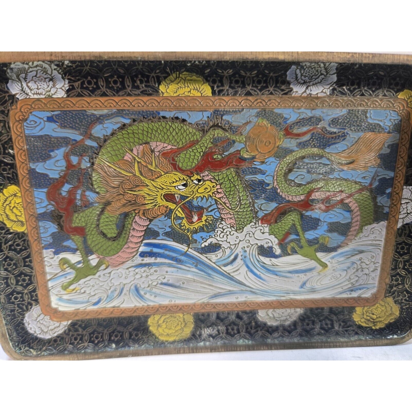 Vintage Dragon Japan Damascene Enamel GOLD, Dragon Cigarette Case 7667/2