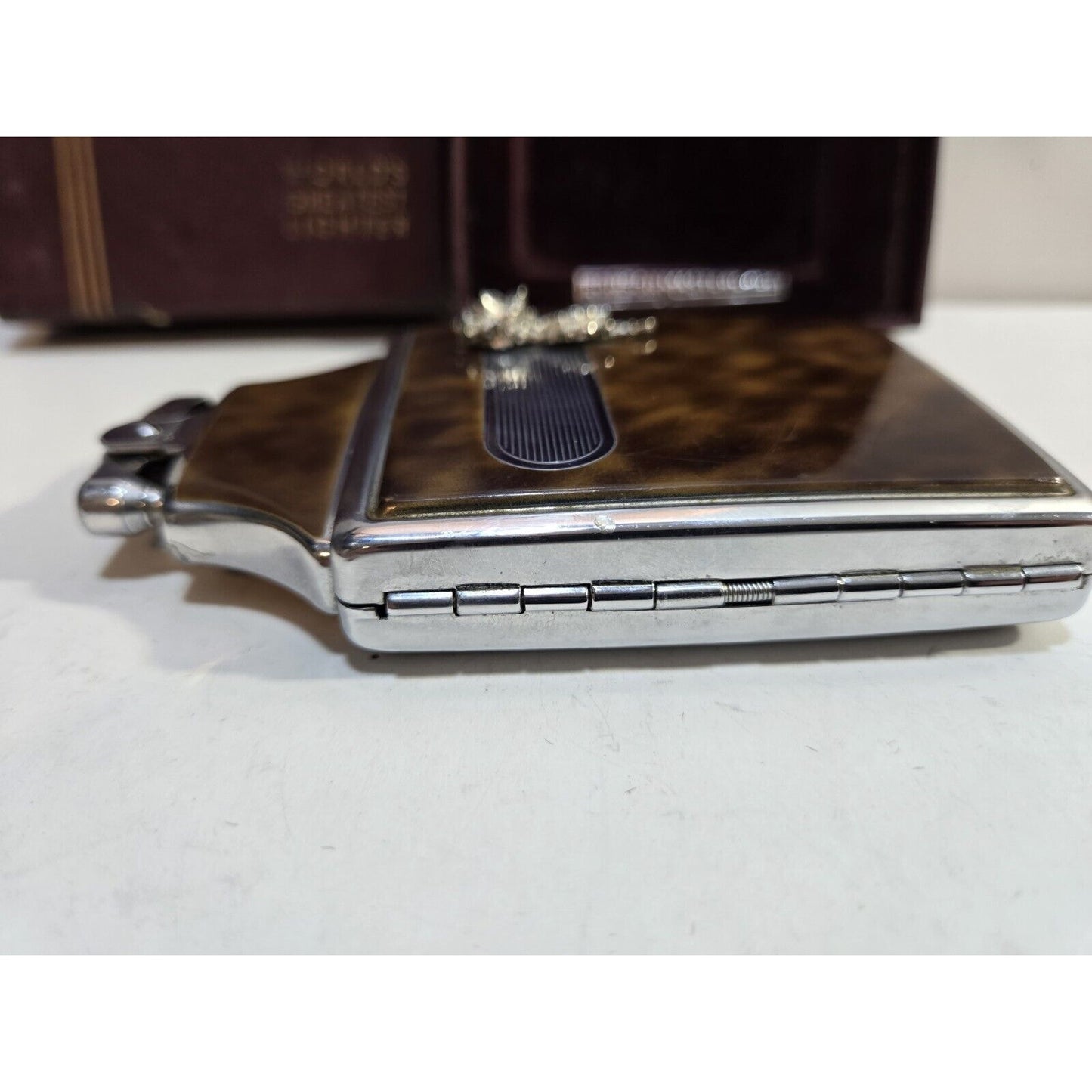 Working Ronson Mastercase Enamel Cigarette Case Lighter Original Case 7163/4