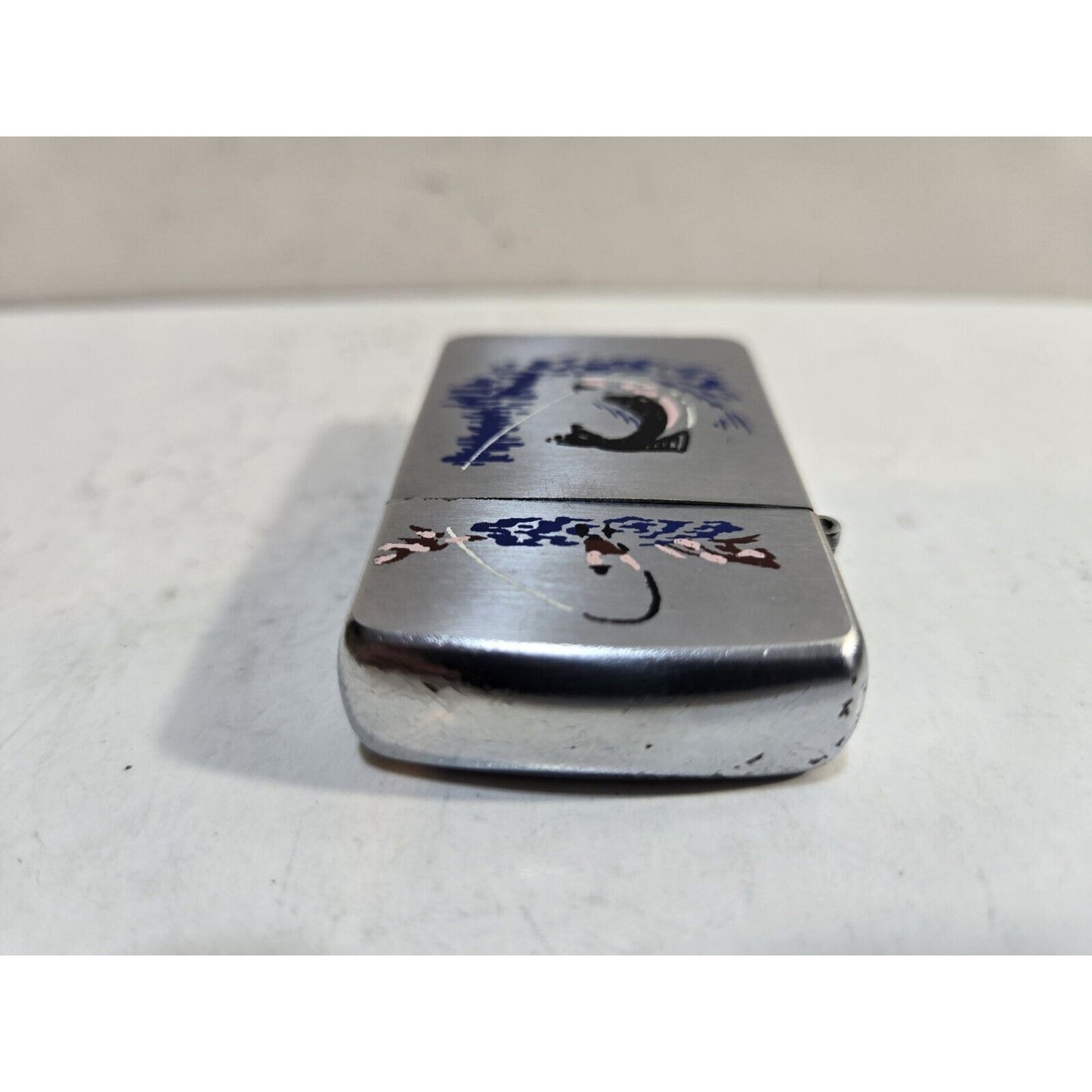 Vintage Working Champ, Fisherman Austria, SILVER Tone LIGHTER 7648/27