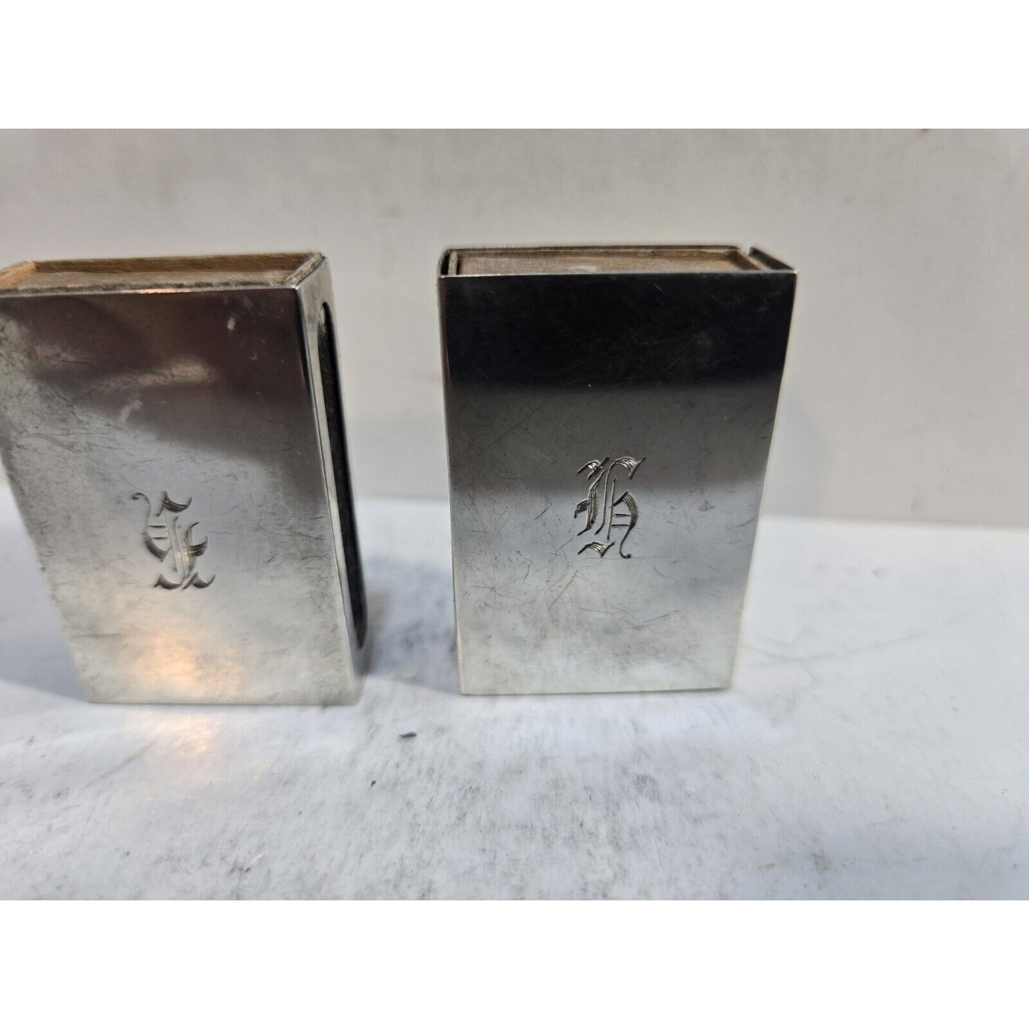 Lot 2 WEBSTER STERLING SILVER MATCHBOX MATCH BOX SAFE HOLDER CASE 7665/3