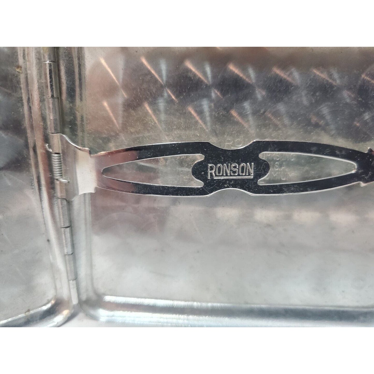 Working Ronson Art Deco Ten A Case Enamel Siler Tone Cigarette Case Lighter