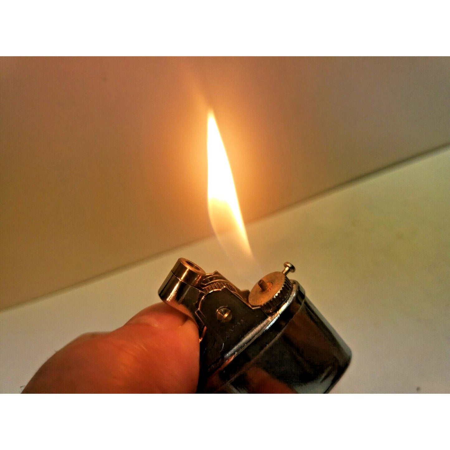 Vintage Working Butane Gas Table Lighter Silver INSERT Fits 37 x 13mm Oval Base