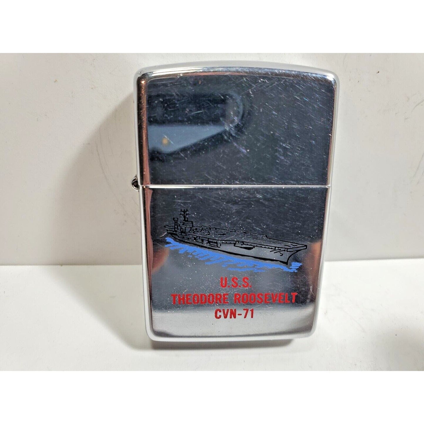 Working Vintage USS Theodore Roosevelt CVN-71 Zippo Lighter 5847/33