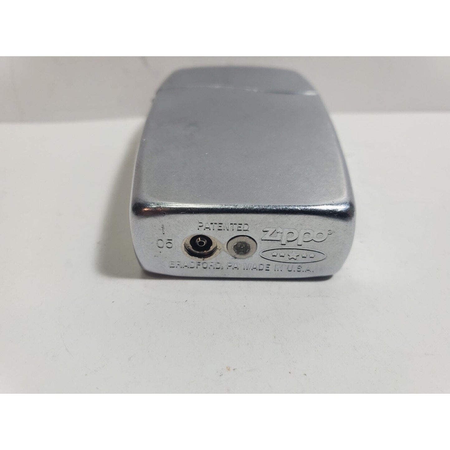 Working Vintage 2005 Zippo Blu Classic Chrome Butane Lighter Made In The USA