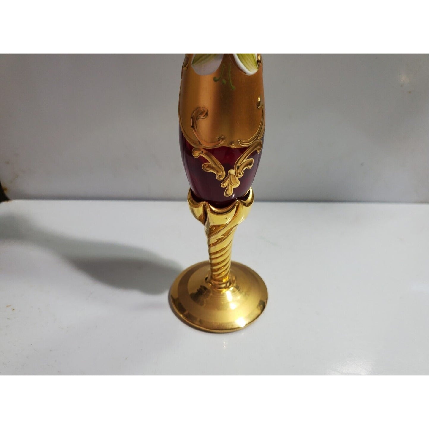 Murano  Venetian Bud Vase 9"h Glass 24Kt Gold Paint 5299/43
