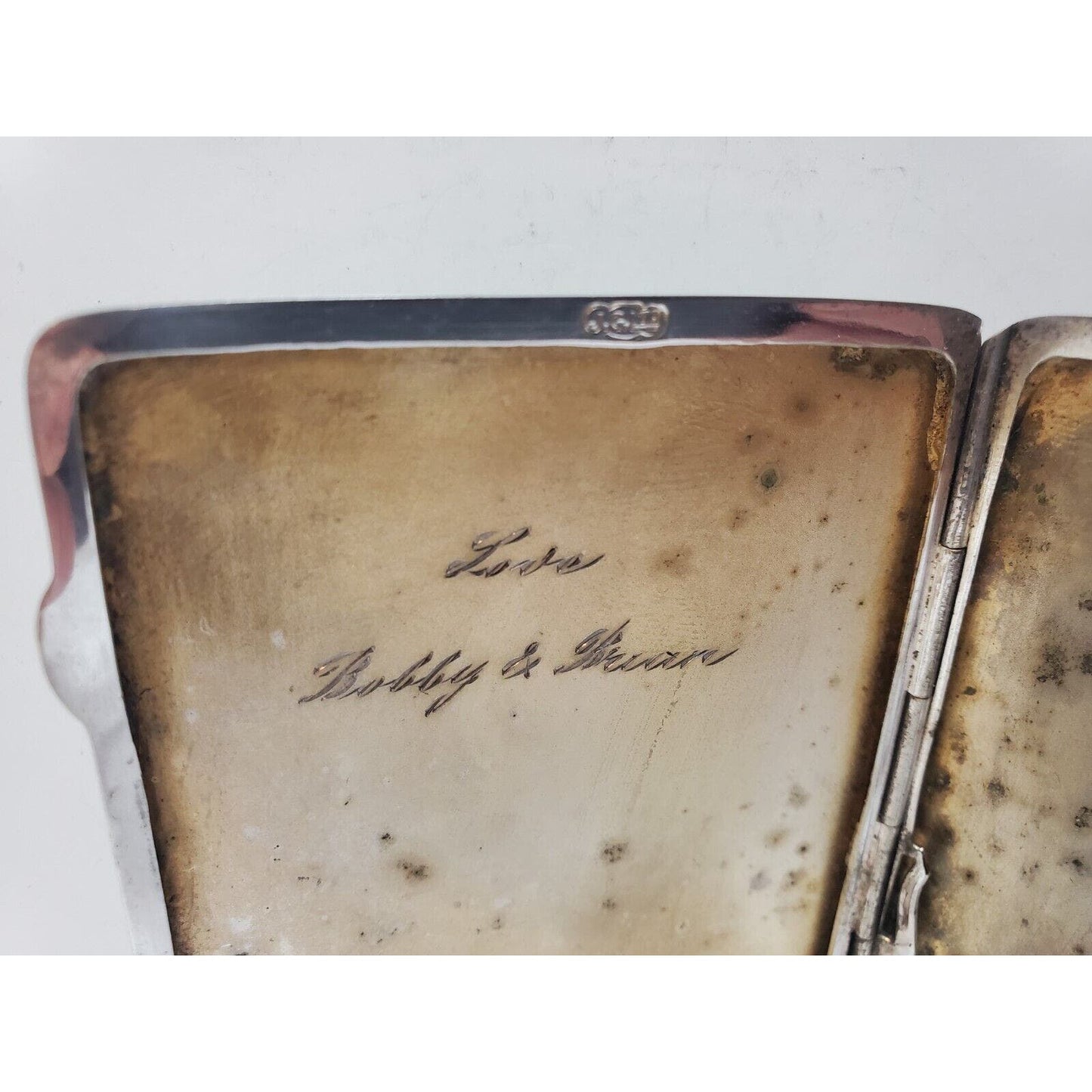 Unique Sterling Silver Guilloche Enamel Vermeil Cigarette Case England 6146/3