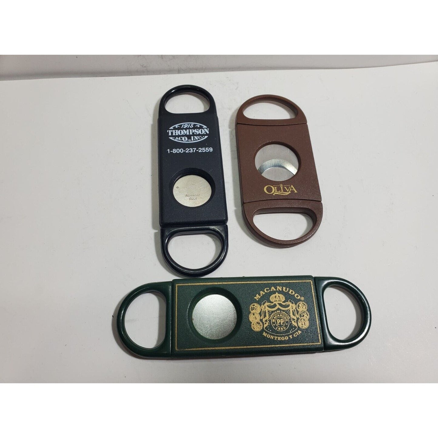 Lot Of 3 Macanudo, Oliva Cigar Cutter Stainless Steel Double Blade 5948/6