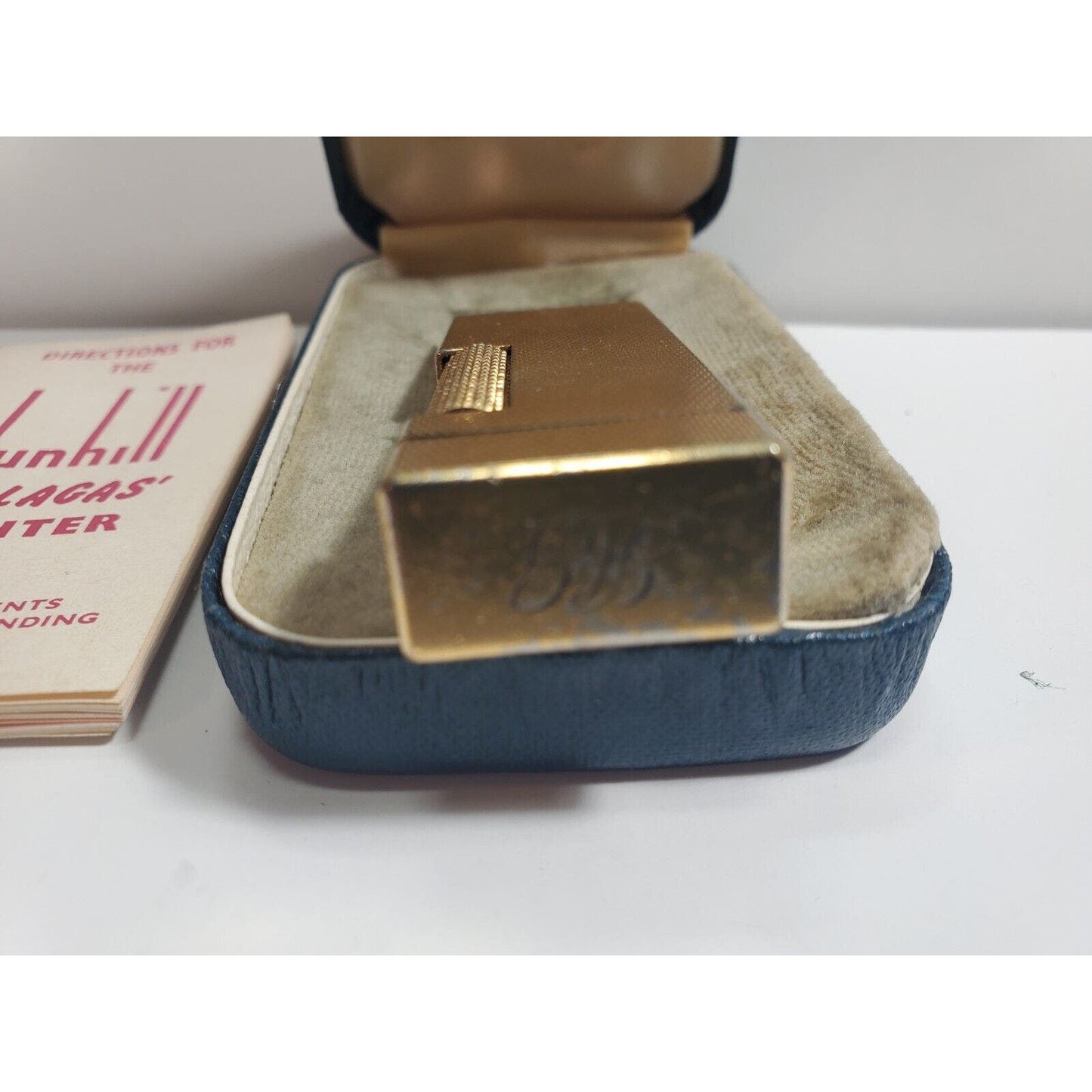 Working Vintage DUNHILL Rollagas Lighter Gold SWISS MADE, Original Case 5688/24