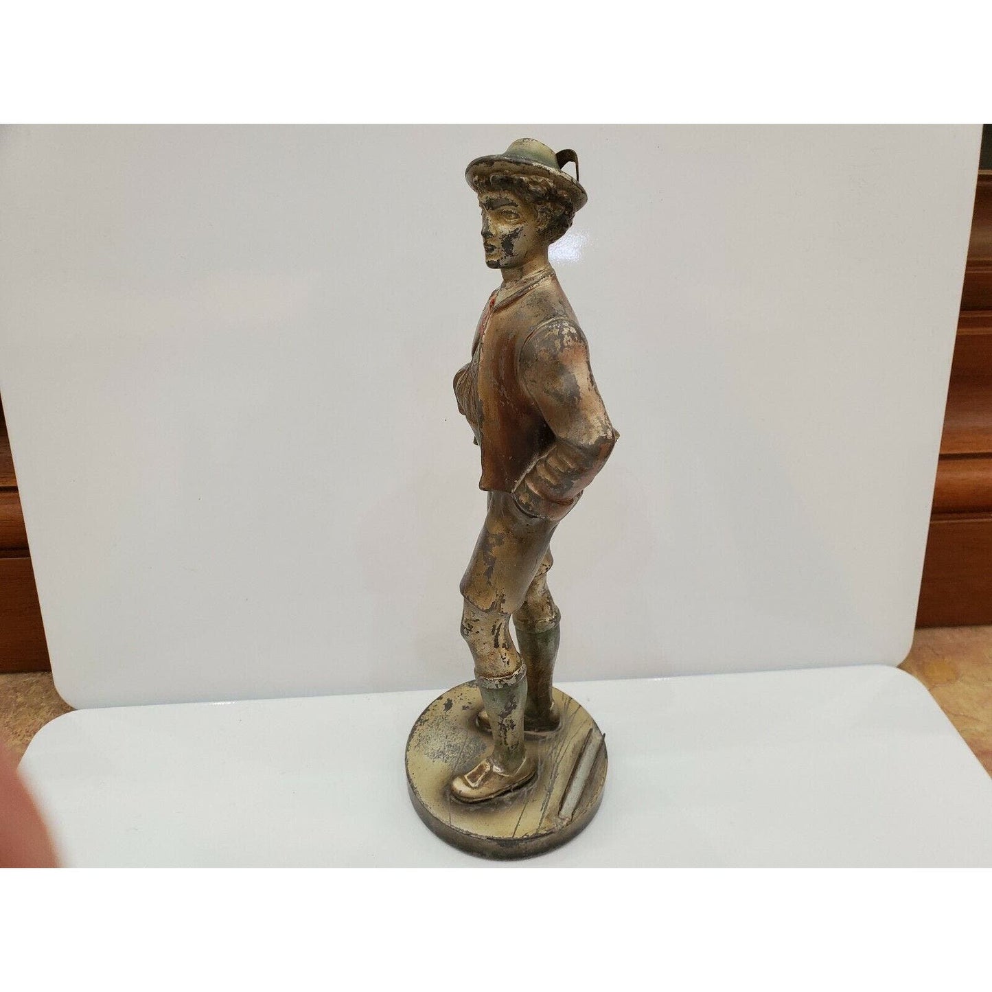 Vintage 1900s Austria Cold Painted Alpine Mountaineer / Boy Striker Lighter 8.5"