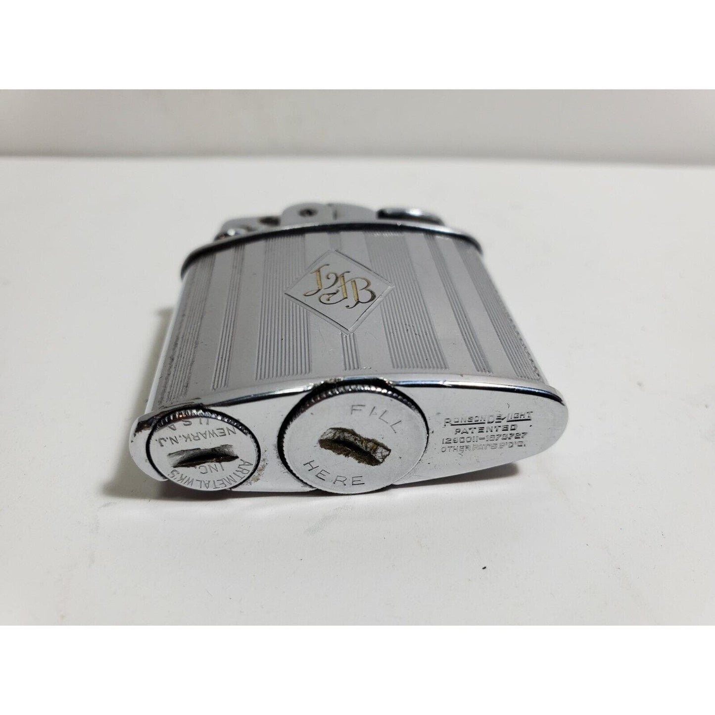 Working Vintage Ronson Art Metal Works Art Deco De-Light Silver Lighter. RARE