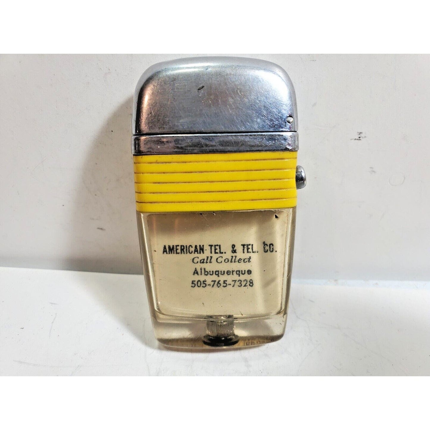 Vintage Working Scripto VU Lighter "AMERICAN TEL CO." Logo ADVERTISING 6085/29