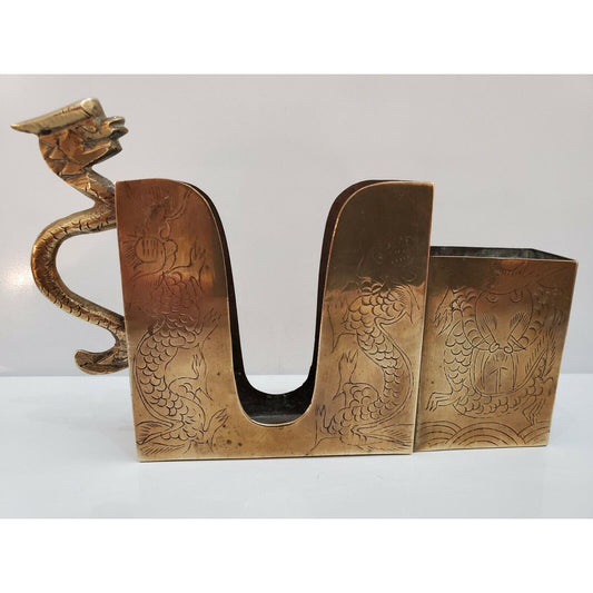 Dragon Brass Vintage  Antique Match, Cigarette Safe / Holder / CASE 5 1/2 x 4"